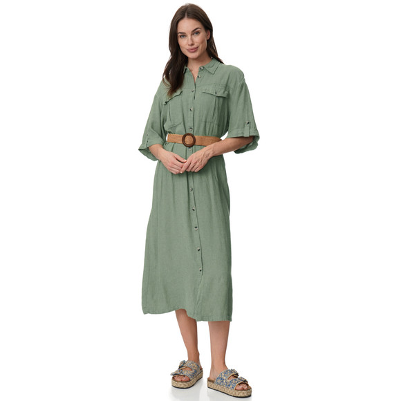 Damen Leinen-Kleid mit Gürtel