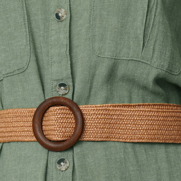 Damen Leinen-Kleid mit Gürtel