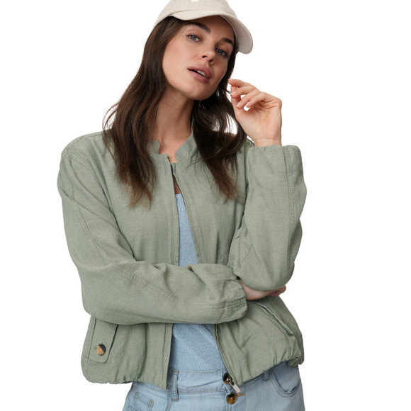 Damen Leinen-Blouson in Unifarben