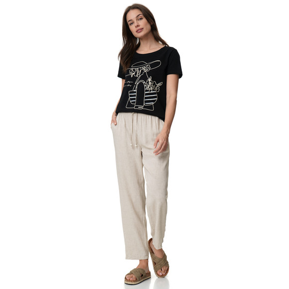 Damen Leinen-Hose mit Tunnelzug