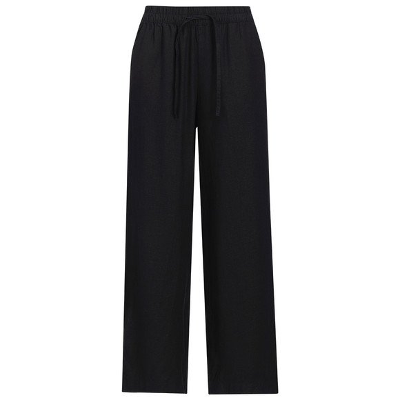 Damen Leinen-Hose mit Tunnelzug schwarz