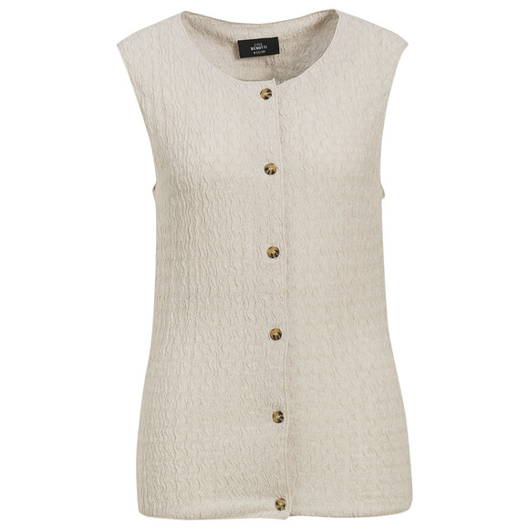 Damen Top mit Knopfleiste beige