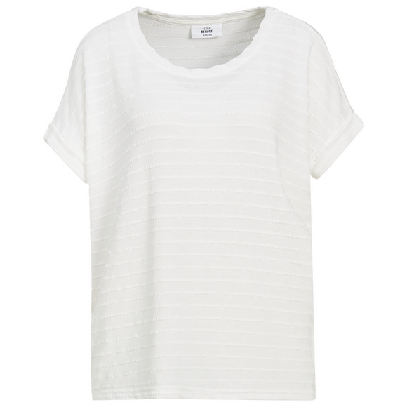 Damen T-Shirt aus strukturiertem Material weiss