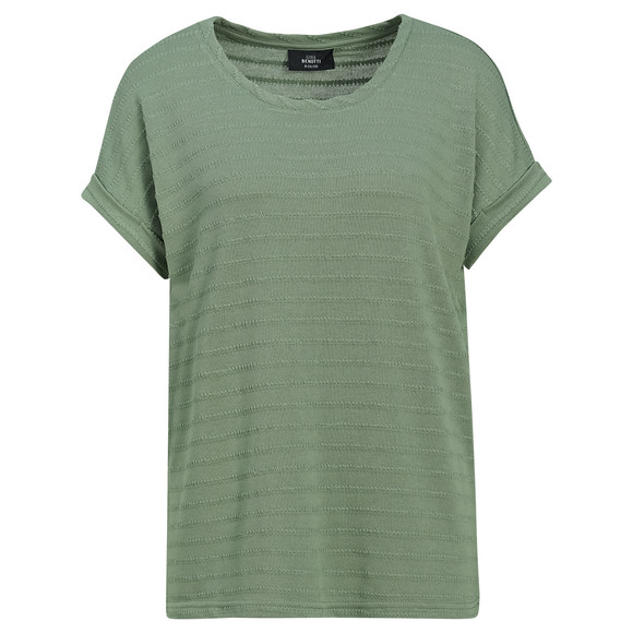 Damen T-Shirt aus strukturiertem Material dunkelgrün