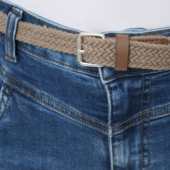 Dames slim fit-jeans met gevlochten riem