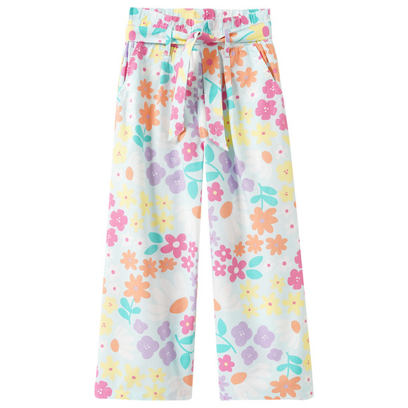 Mädchen Hose mit buntem Allover-Print helltürkis