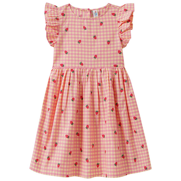 Mädchen Kleid mit Erdbeer-Print pink / gelb