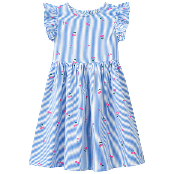 Mädchen Kleid mit Kirschen-Print hellblau / weiss