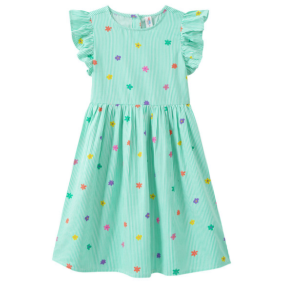 Mädchen Kleid mit Blumen-Print grün / weiss