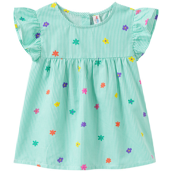 Mädchen Bluse mit Blumen-Print grün / weiss