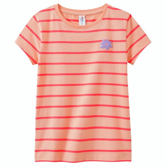 Mädchen T-Shirt mit Streifen apricot / orange