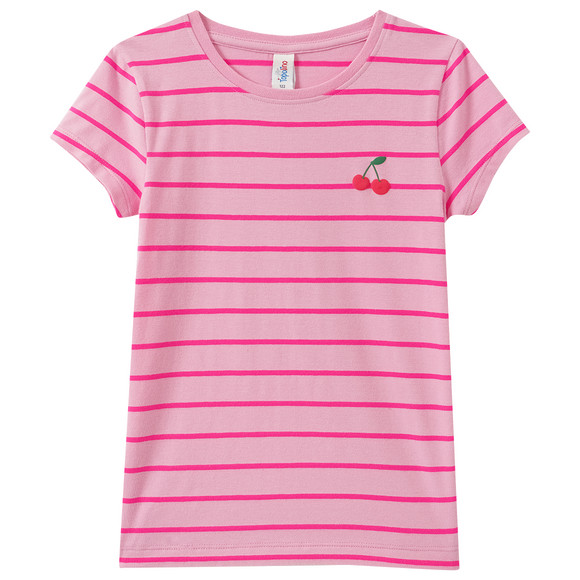 Mädchen T-Shirt mit Streifen pink / neonpink