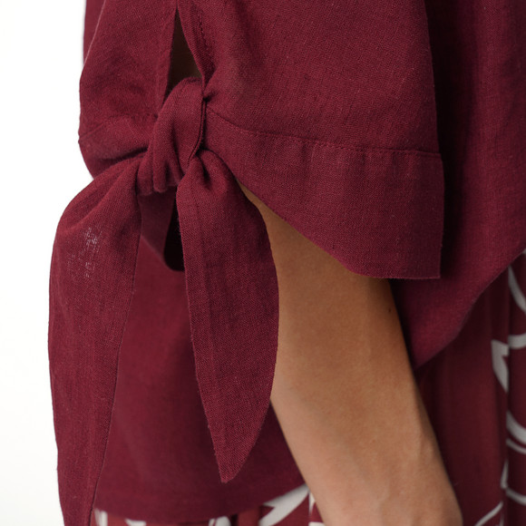 Damen Leinen-Tunika mit Bindebändern