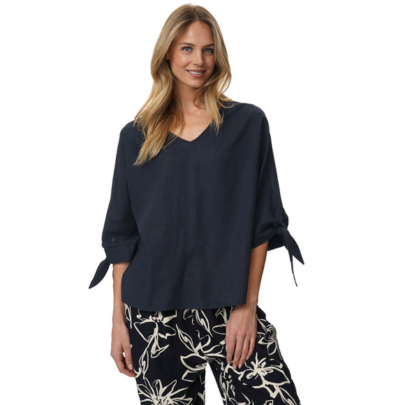 Damen Leinen-Tunika mit Bindebändern