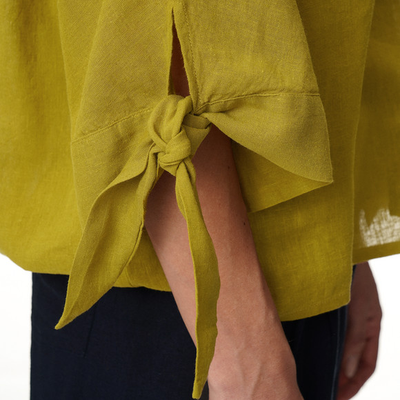 Damen Leinen-Tunika mit Bindebändern