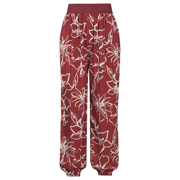 Damen Hose mit Webbund dunkelrot