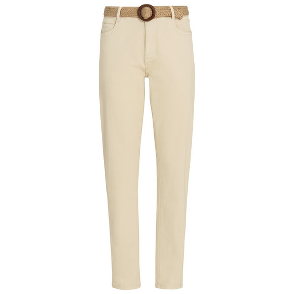 Dames mom-jeans met riem crème