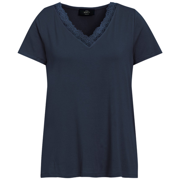 Damen T-Shirt mit Spitze dunkelblau