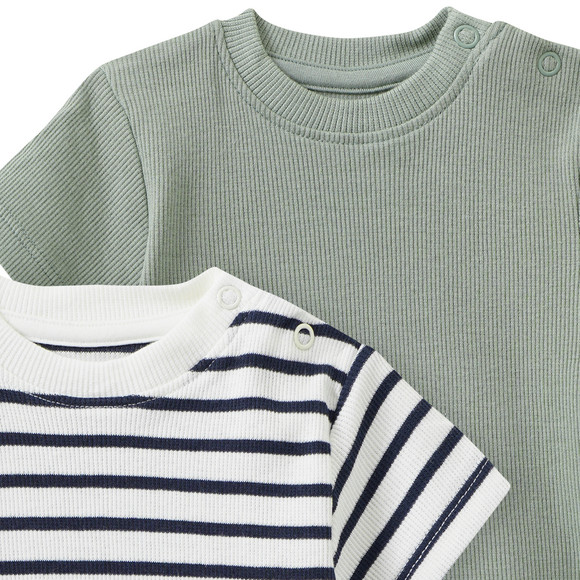 2 Newborn T-Shirts mit Rippstruktur