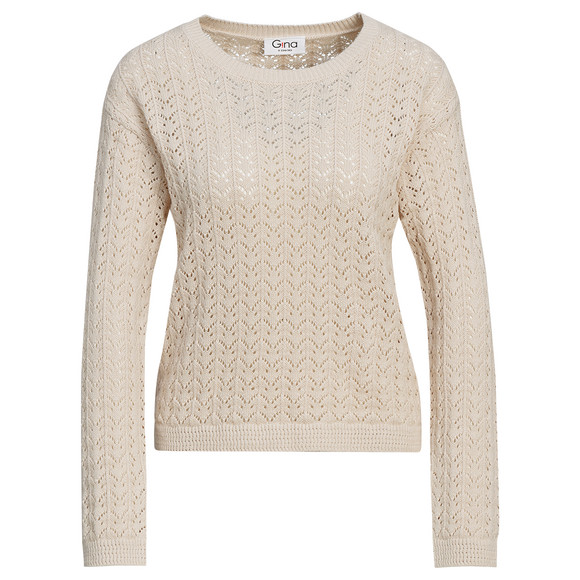 Gebreide damestrui met ajourpatroon