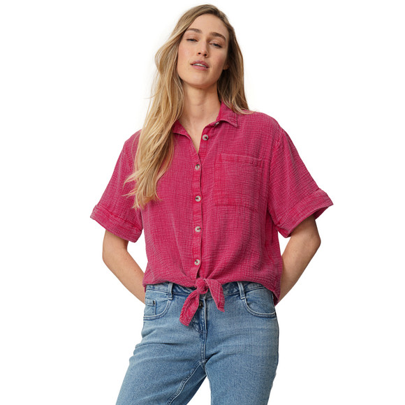 Mousseline damesblouse met borstzak