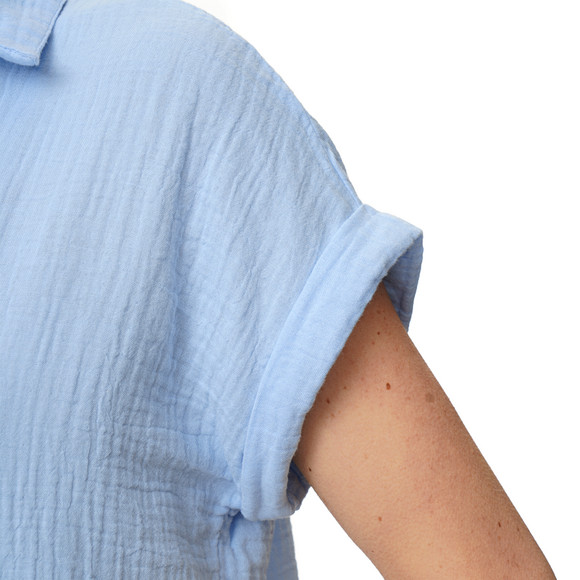 Mousseline damesblouse met vaste omslag