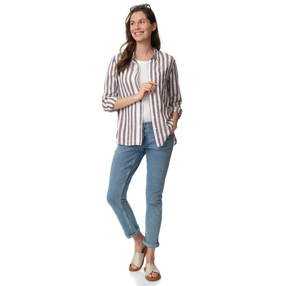 Damen Leinen-Bluse mit Streifen