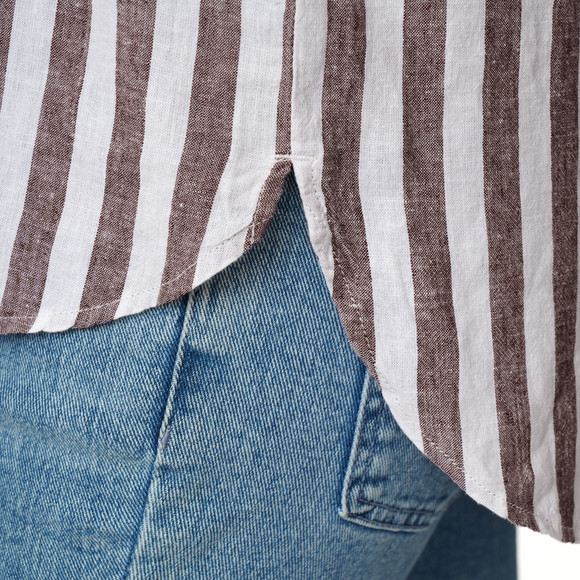Damen Leinen-Bluse mit Streifen