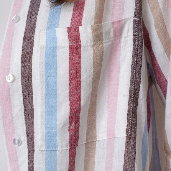 Damen Leinen-Bluse mit Streifen