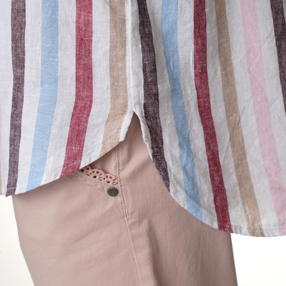 Damen Leinen-Bluse mit Streifen