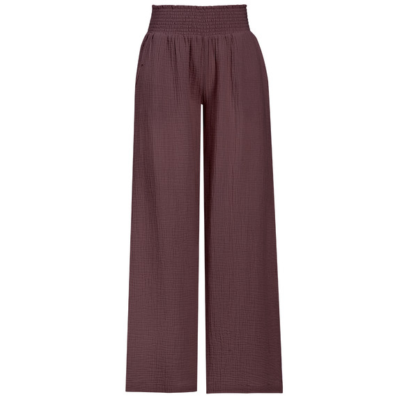 Damen Musselin-Hose mit Elastikbund dunkelrot
