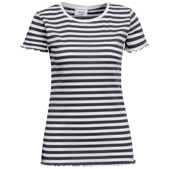 Damen Shirt mit Streifen dunkelgrau