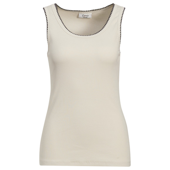 Damen Top mit Rippstruktur beige