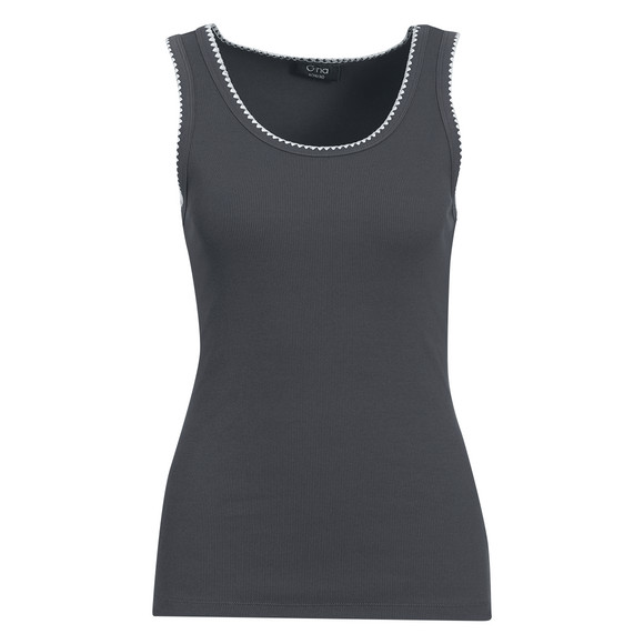 Damen Top mit Rippstruktur dunkelgrau