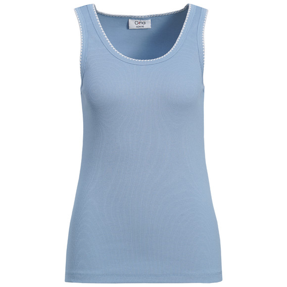 Damen Top mit Rippstruktur blau
