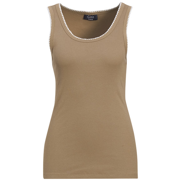 Damen Top mit Rippstruktur braun