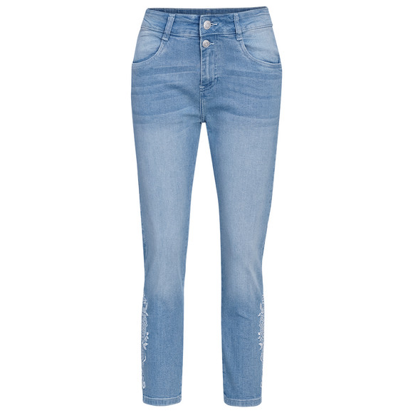 Damen Slim-Jeans in Used-Waschung