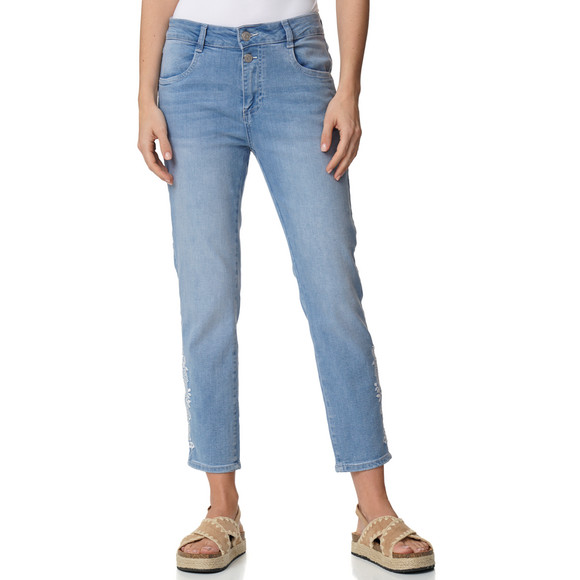 Damen Slim-Jeans in Used-Waschung