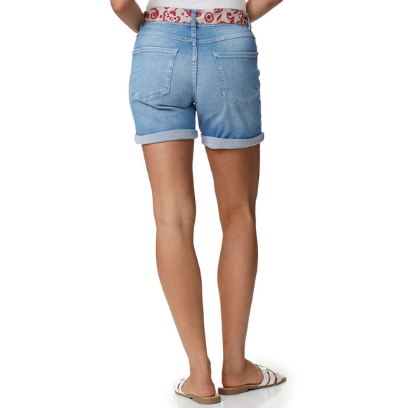 Damen Jeans-Shorts mit Bindegürtel