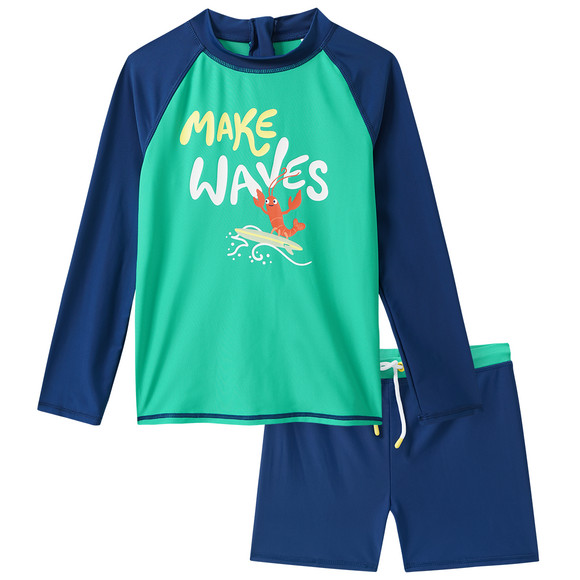 Jungen UV-Set mit Badeshirt und Hose UPF40 grün / dunkelblau