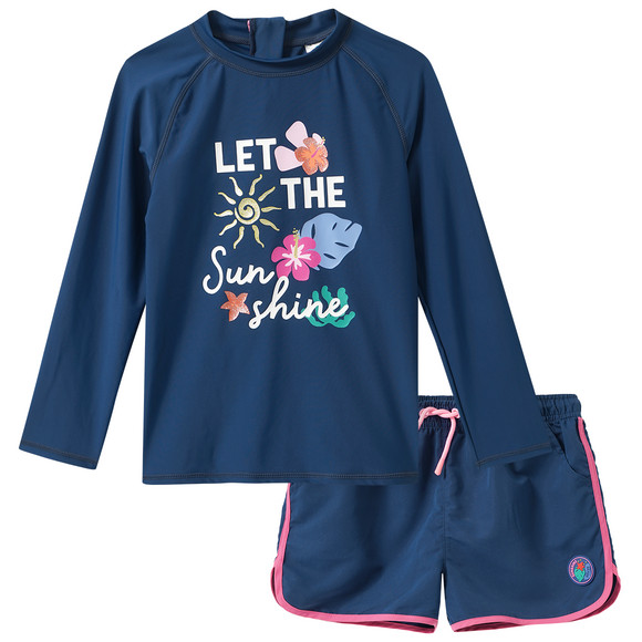Mädchen UV-Set mit Badeshirt und Shorts UPF40 dunkelblau