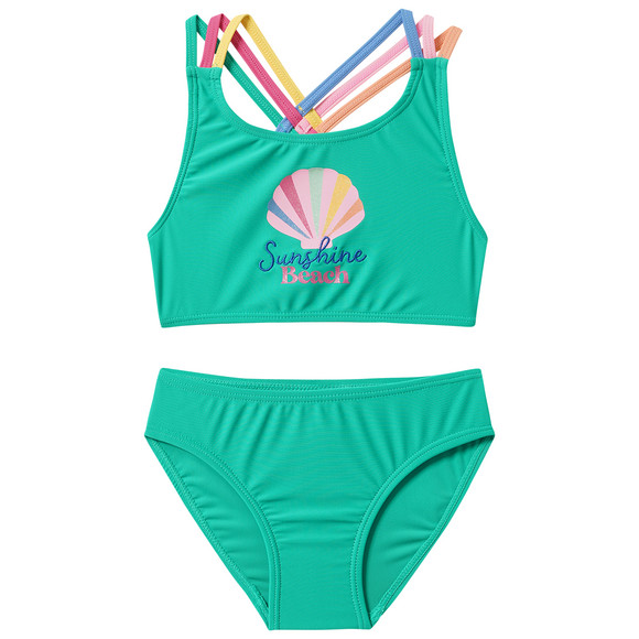 Mädchen Bikini mit bunten Trägern grün / bunt