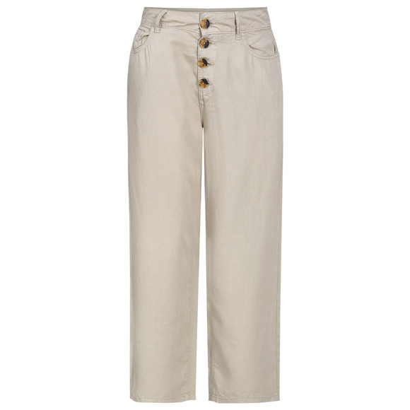 Damen Wide-Leg-Hose mit Knopfleiste beige