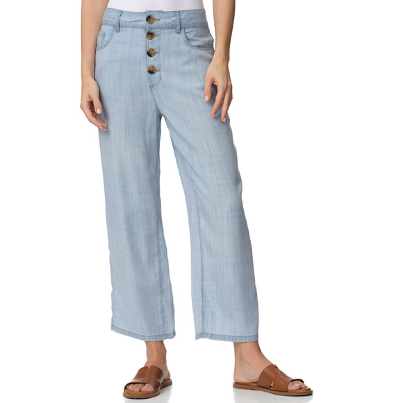 Damen Wide-Leg-Hose mit Knopfleiste