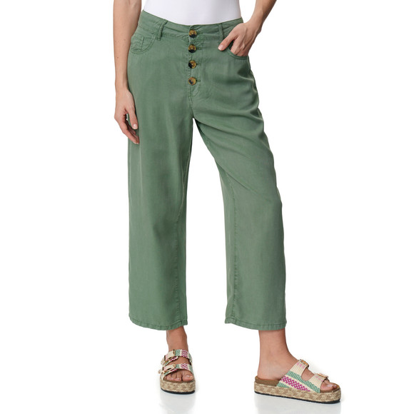 Damen Wide-Leg-Hose mit Knopfleiste