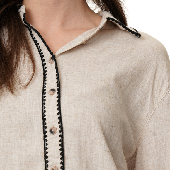 Damen Leinen-Bluse mit Knopfleiste