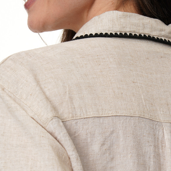 Damen Leinen-Bluse mit Knopfleiste