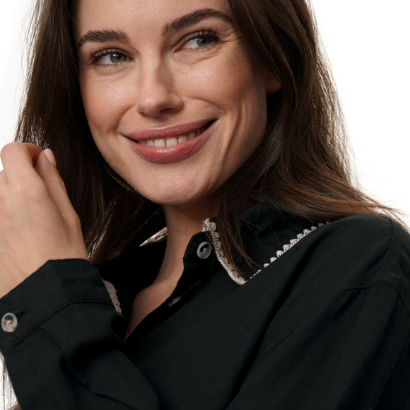 Damen Leinen-Bluse mit Knopfleiste