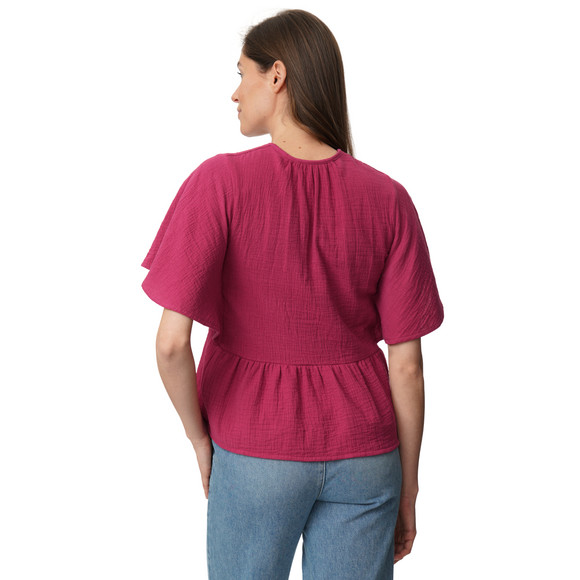 Damen Musselin-Bluse mit Kordel-Ausschnitt