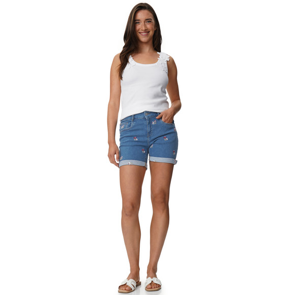 Damen Jeans-Shorts mit Stickerei